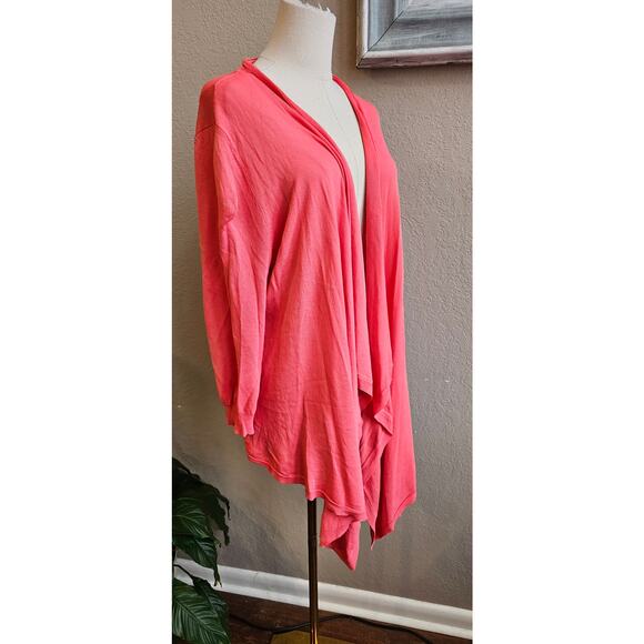 Ann Taylor Women's Open Front Soft Wrap Cardigan Sweater Size XL Coral Office - Picture 3 of 5
